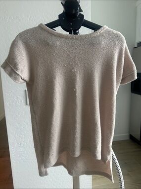 bobeau Short-Sleeve Terry Knit Top in Taupe